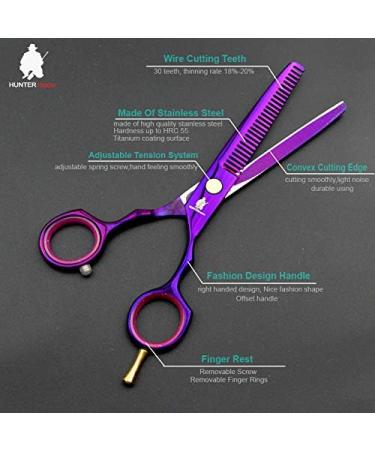 HUNTERrapoo 5.5 inch purple Stainless steel Hair cutting scissors kit thinning Shears for hairdressing barber scissors kit - Buy Online on GoSupps.com