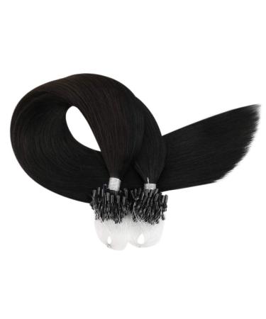 Moresoo Microring Hair Extensions - Real Remy Hair #1B Natural Schwarz - 35cm Micro Loop Extensions - 50g Cold Fusion Quality - Buy Online on GoSupps.com