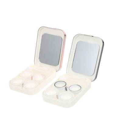 SOLUSTRE 2 Sets Colored Contact Lenses Mirror Film Dustproof Travel PP Accompanying Box