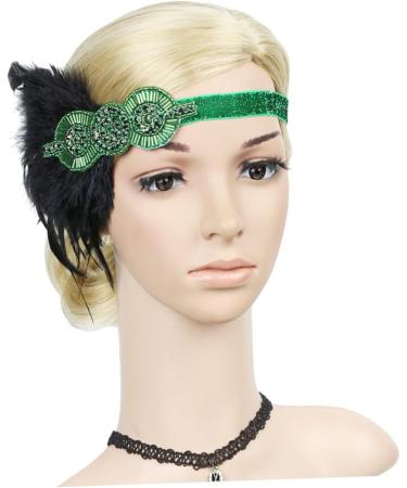 HAPINARY Feather Headdress Vintage Hairband Hair Band Headdress for Party Hairband Party Headdress Hijab 1920s Headband Dance Headpiece Turban Party Headwear Bride Accessories Prom One Size Green - Buy Online on GoSupps.com