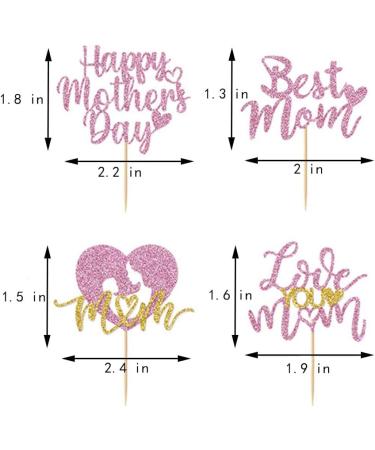 24 Pcs Mother's Day Cupcake Toppers Theme Party Cake Decoration Celebration Holiday Props Card Dessert Insert MGPFERD - Buy Online on GoSupps.com