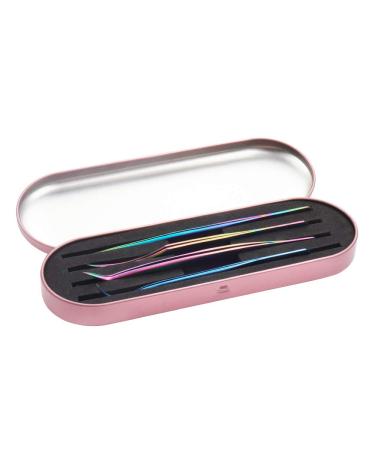 1 Pc Eyelash Extension Tweezers Storage Case Professional Travel Small Box Portable Tin Holder Container for Tweezer Pink
