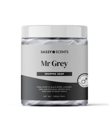 Sassy Shop Bath - Whipped Soap Mr Grey - Cleanse and Nourish the Skin With Uplifting Fragrance - Gentle and Suitable for all Skin Types - Vegan Friendly - 115g