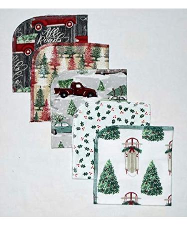1 Ply Printed Cotton Flannel 12x12 Inches Paperless Towel Set of 5 Holiday Joy - Buy Online on GoSupps.com