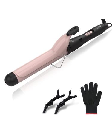 Pretfy Curling Tongs 32mm Curling Iron 1.25" Hair Curler Professional Ceramic Curling Wand LCD Display Adjustable Temperature from 60 220 C with Heat Resistant Glove 30S Quick Heating Auto-Off