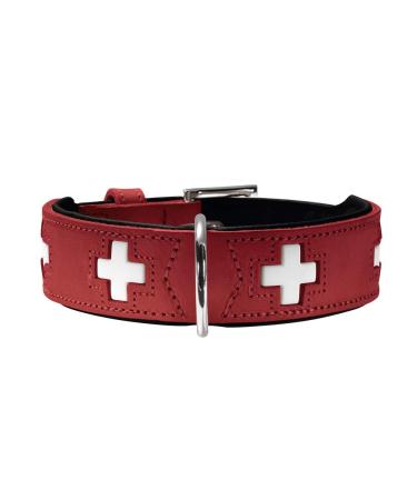 HUNTER SWISS dog collar leather high quality Swiss cross 42 (SM) red/black red/black 42 (SM) Collar