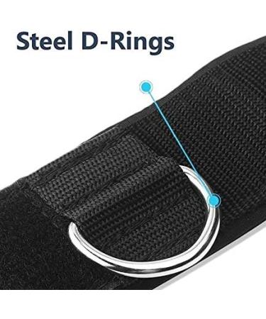 AOHO MOOON Adjustable Neoprene Ankle Wrist Cuffs with D-Ring for Cable Machine - Black (Pair) - Buy Online on GoSupps.com