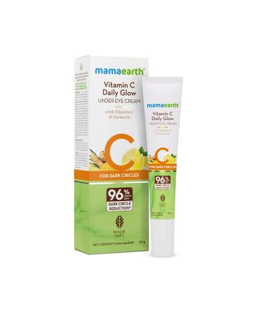 MAMAEARTH Vitamin C Daily Glow Under Eye Cream | Reduces Dark Circles Puffiness Bags & Wrinkles | Soothes Tired Eyes | Firms Under Eye Skin | 0.71 Oz/20 g