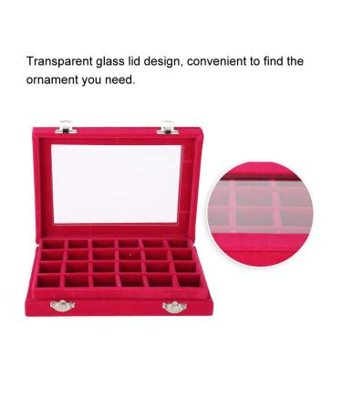 24-Grids Jewelry Storage Box & Nail Art Organizer - Red Display Case with Lid for Small Jewelry & Nail Art Decoration - Buy Online on GoSupps.com