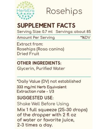 HerbEra Rosehips B60 Alcohol-Free Herbal Extract Tincture Super-Concentrated Rosehips (Rosa spp.) Dried Fruit (2 fl oz) 2 Fl Oz (Pack of 1) - Buy Online on GoSupps.com