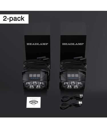 Rechargeable Headlamp 2 Pack 1200 Lumen Super Bright LED Headlamp with Motion Sensor, Waterproof Flashlight for Camping, Cycling, Running - White Red Light, 12 Modes - Buy Online on GoSupps.com