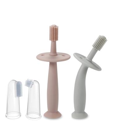 PandaEar Baby Finger Toothbrush Silicone Toothbrush Pink+Blue (3 Set)| Oral Care for Infants Ages 3 Months Plus - Buy Online on GoSupps.com