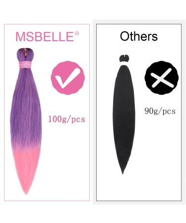 MSBELLE 26 Inch Pre-Stretched Pink Ombre Braiding Hair - Hot Water Setting (100g Pack) - Buy Online on GoSupps.com