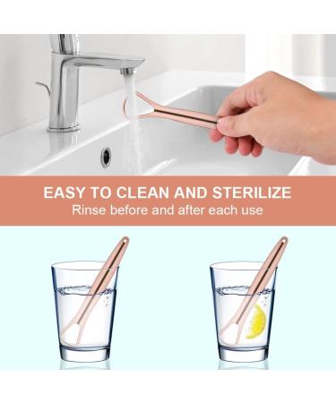 Acwoo Stainless Steel Tongue Cleaner - 2 Pack Tongue Scrapers with Handles for Adults | Effective Oral Care Against Bad Breath (Rose Gold) - Buy Online on GoSupps.com