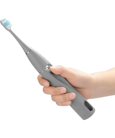 Folding Electric Toothbrush - Portable Sonic Teeth Cleaner with UV Sterilization | Rechargeable Travel Toothbrush with 4 Brush Heads - Grey & Black - Buy Online on GoSupps.com