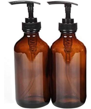 Beaupretty 4-Piece Glass Soap Dispenser Set - Brown Lotion Pump Bottles | 250ml Refillable Travel Containers for Bathroom & Kitchen - Buy Online on GoSupps.com