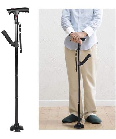 Crutches Telescopic Folding Cane with LED Light Elderly Crutches Aluminum Four-Legged Cane Gift for The Elderly Non-Slip Family - Buy Online on GoSupps.com