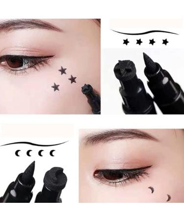 Eyeliner Stamp 2 in 1 Double-Head Waterproof Liquid Eyeliner Pen Make-Up Tool Black Heart Liquid Eyeliner - Buy Online on GoSupps.com