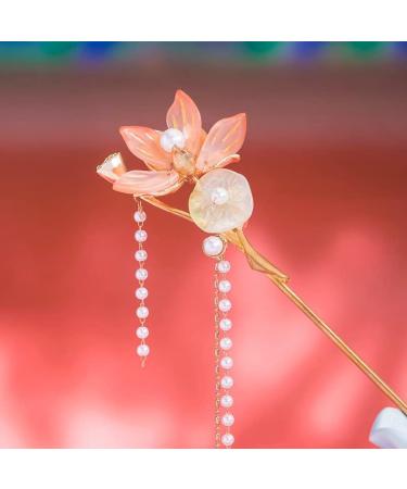 Rabithenn Camellia Flower Pearl Tassels Chinese Hanfu and Style Hair Retro Flower with Metal Handmade Hair Clip Hair Accessories for Women Girls Long Hair (lotus seedpod) - Buy Online on GoSupps.com