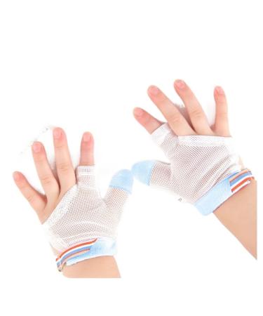 Thumb Sucking Stop Thumb Sucking Guard Kids Teething Gloves No Scratch Thumb Kit Nylon Half- Finger Baby Protection Gloves Anti Sucking Treatment Supplies (Color : Blue Size : XX-Large) XX-Large Blue