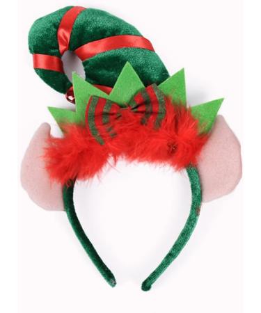 Unicra Christmas Headband Elves Hats Headband Green Feather Headwear Hair Piece Halloween Hair Accessories for Christmas - Buy Online on GoSupps.com