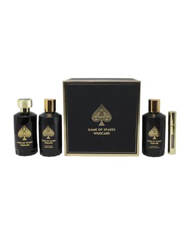 Jo Milano Game of Spades Wildcard 4-Piece Gift Set Unisex (3.4 Oz Parfum Spray + 6.8 Oz Body Cleanser + 6.8 Oz Body Cream + 0.27 Oz Refillable Atomizer) 4.32 Fl Oz (Pack of 4) - Buy Online on GoSupps.com