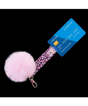Card Grabber Keychain Pom Pom Ball for Long False Nails Pulling from ATM Credit Card Clip Puller (XL-PVC, Purple Cheetah) XL-PVC Purple Cheetah