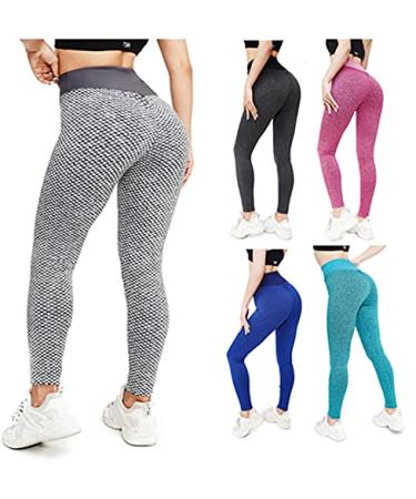 High Waist Leggings for Women Butt Lift Anti Cellulite Workout Yoga Pants Grey X-Large