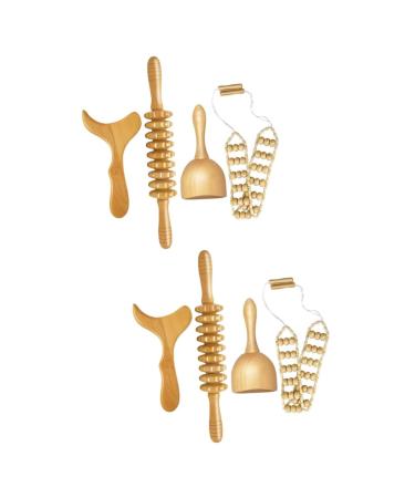 Healvian 8 STK Massage tool set scrapes made of wood fasciae massage tool roller massager made of wood body scratch board wood scratching board massage scooter whole body wooden massage cups