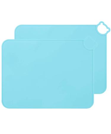 JYKJ Silicone Placemats for Baby Children Kids Food Grade Baby Placemats Travel with Raised Edge Cute Cartoon Design Non Slip Surface Portable Easy to Clean Dishwasher Safe BPA Free (Blue)