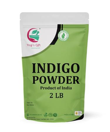 YOGIs GIFT | Organic Indigo Powder for Hair 2 LB | Ideal for Black and Dark Hair | Indigofera Tinctoria | Black Henna | Organic Natural Hair color Indigo 2 LB