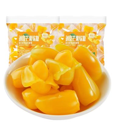 Mango Peeling Soft Candy Mango Flavored Juice Fudge Peelable Fruit Chewing Candy 88g/bag Gummy Candy Toffees Desserts Sweets Wedding Candy Halloween Candy Leisure Candy Snacks Gift (3bags)