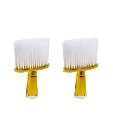 GUIJIALY 2X Soft Hair Brush Neck Face Duster Hairdressing Hair Cutting Cleaning Brush for Barber Hairdressing Tools-Gold
