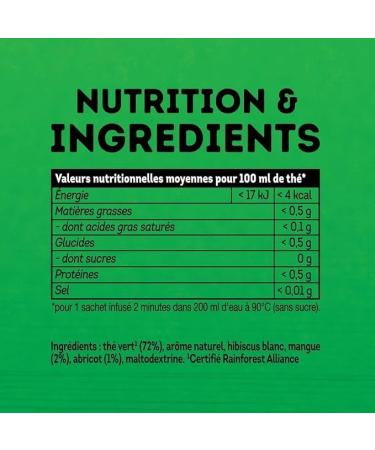 Lipton Green Tea Flavored Green Tea Cold or Hot Infusion Mango & Apricot Taste 100% Natural Origin Ingredients 20 Pyramid Sachets - Buy Online on GoSupps.com