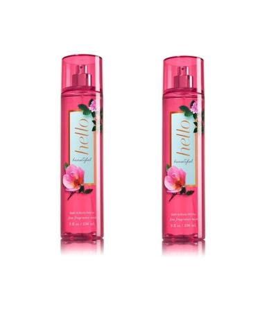 Bath & Body Works Hello Beautiful Fine Fragrance Mist Pack of 2 Rose 8 Fl Oz (Pack of 2)
