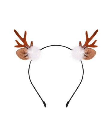 SCSpecial Deer Antler Headband Reindeer Hairband Fawn Horn Hair Clip Accessories for Christmas Costumes Decorations Light Brown