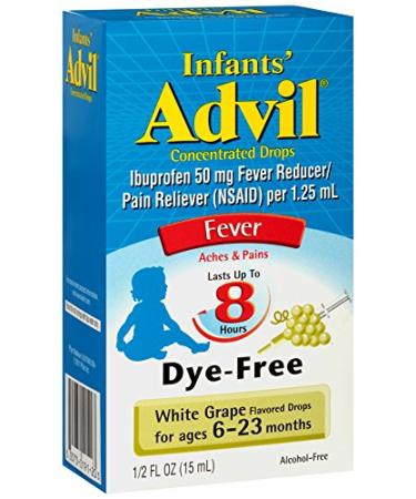 Advil Concentrated Drops Fever Reducer/Pain Reliever In Dye-Free White Grape Flavor Multicolor 0.5 Ounce