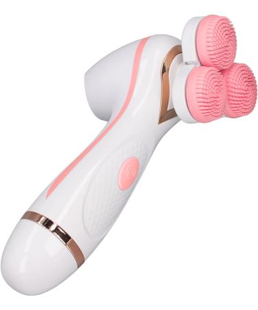 3 Head Electric Facial Cleansing Brush - Rechargeable Silicone Exfoliating Scrubber in Pink | Portable Face Massager for Glowing Skin - International Shipping Available - Buy Online on GoSupps.com