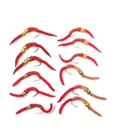 The Fly Fishing Place San Juan Worm Trout Fly Assortment Power Bead Worms 1 Dozen Wet Nymph Fly Fishing Flies - Hook Size 10 - 3 Each of 4 Patterns - Buy Online on GoSupps.com