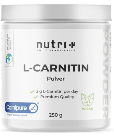 L -carnitine carnipure powder - 100% pure L -carnitine TartRate Pure Powder 250g from Lonza - 3000mg carnitine powder per portion without additives - Nutri + vegan 250 g (1 Pack) - Buy Online on GoSupps.com