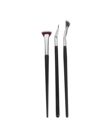 3Pcs Eyelash Brushes Angled Fan-shaped Eyelash Brush Angle Fan Eyelash Brush + Brown Base White Peak Short Hair Flat Fan + Angle Eyeliner Brush Mascara Brush Makeup Brush