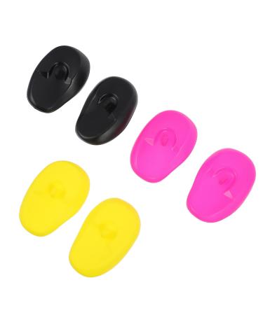SOLUSTRE 6Pcs Professional Ear Protectors Plastic Hair Dye Earmuffs Waterproof Ear Covers for Hair Dyeing Washing Hairdressing  Black& Pink& Yellow Colorful