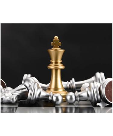 Magnetic Set Gold and Silver Chess Pieces Portable Folding Travel Board Game Family Party (Size : X-Large) (Medium) - Buy Online on GoSupps.com