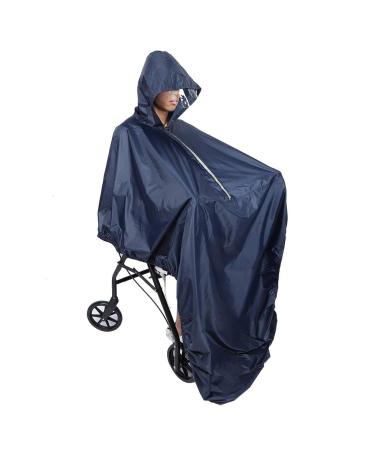 Wheelchair Poncho Wheelchair Waterproof Poncho with Hood Over Knee/Zipper/Elastic Design Wheelchair Rain Cover for Men & Women Rain Protection Cape
