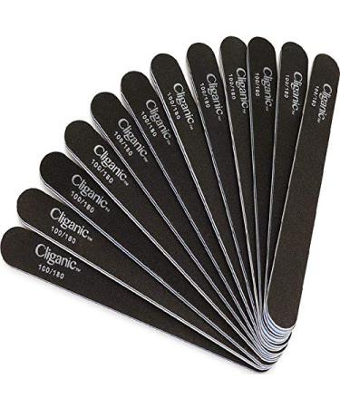 12 Pack Nail File Set: 180/240 Grit | Professional Emery Boards for Natural, Gel & Acrylic Nails | Washable Double Sided Kit | Cliganic 90 Days Warranty 12 Count (Pack of 1)