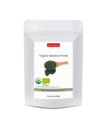 Sun I Farm Organic Spirulina Powder 9oz(250g)  Superfood from Raw Green Algae  Nutrient-Dense Dietary Supplement for Immune System and Energy.