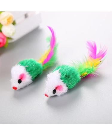 Neikafan Dofu 20 Pcs Furry Mouse Cat Toys Interactive Cat Toys Mouse Rattle Mice for Cat Animals Hunter Toy with Feather Tail for Cats Kittens Play Kick Bite Chew( Assorted Color ) - Buy Online on GoSupps.com