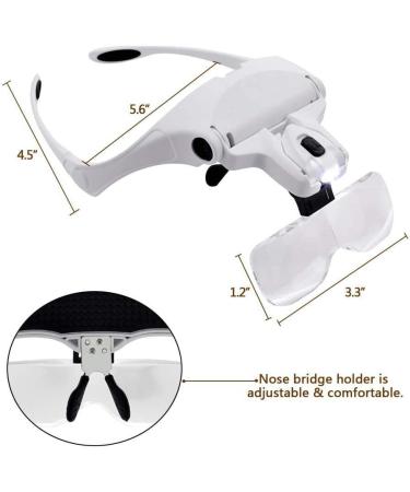 Jzhen Double Eye Head Wearing Magnifying Glass with 5 Lenses 1X 1.5X 2X 2.5X 3.5X Adjustable Headband LED Light Magnifying Glasses for Reading Watch Repairing Sewing Lash Extension Miniature Paint - Buy Online on GoSupps.com