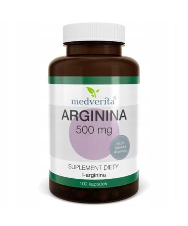 MEDVERITA - L-Arginine 500mg - 1 capsule per day - 100 capsules - Dietary supplement - Amino acid