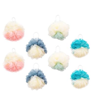 8pcs Color Matching Bath Ball Shower Ball Bath Sponge Body Scrub Gloves Men's Body Wash Loofah Sponge Shower Bubble Making Net Mesh Pouf Massage Scrubber Bath Wipe Bath Flower Miss